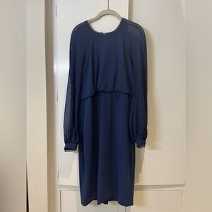 Badgley Mischka Midnight Blue Long Sleeve Dress